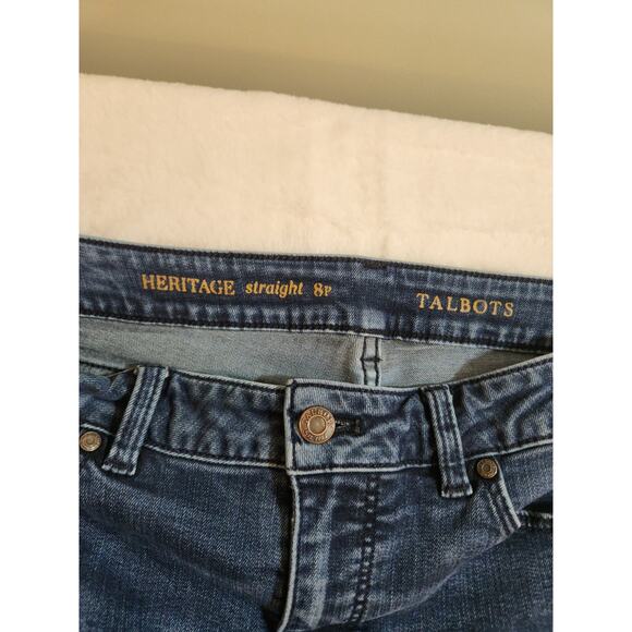 Talbots Jeans Womens 8P 8 Petite Blue Heritage Straight Whiskers - Picture 2 of 10